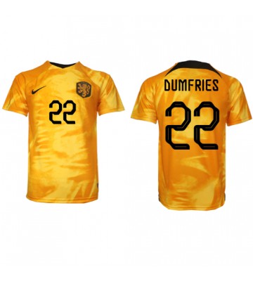 Nederländerna Denzel Dumfries #22 Hemmatröja VM 2022 Kortärmad